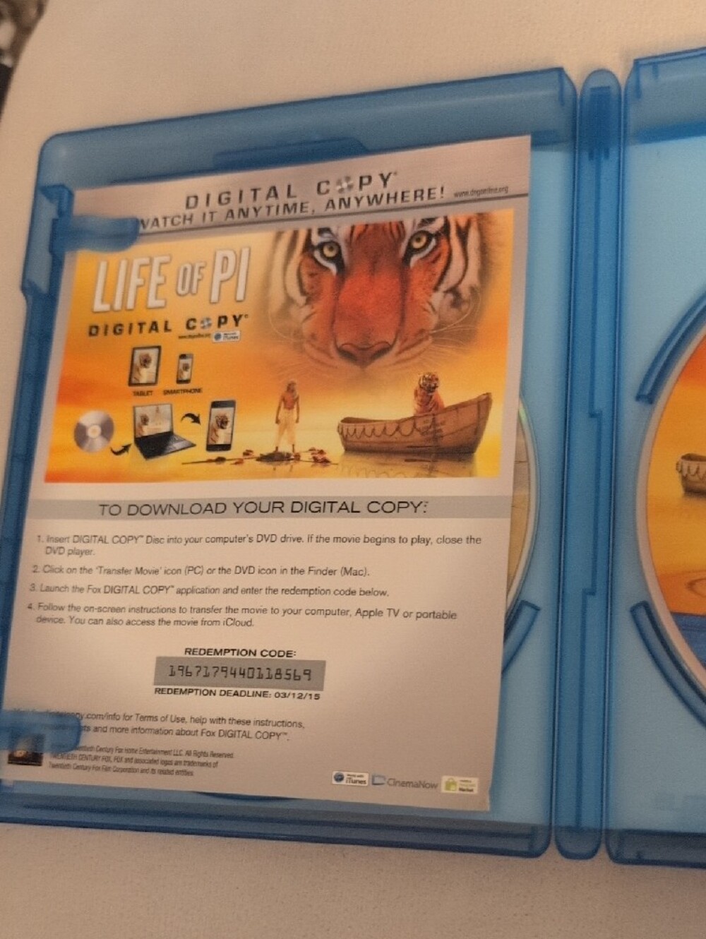 Life of Pi Blu-Ray + DVD Combo Pack (Ang Lee, Academy Award Winner) - Picture 3 of 6